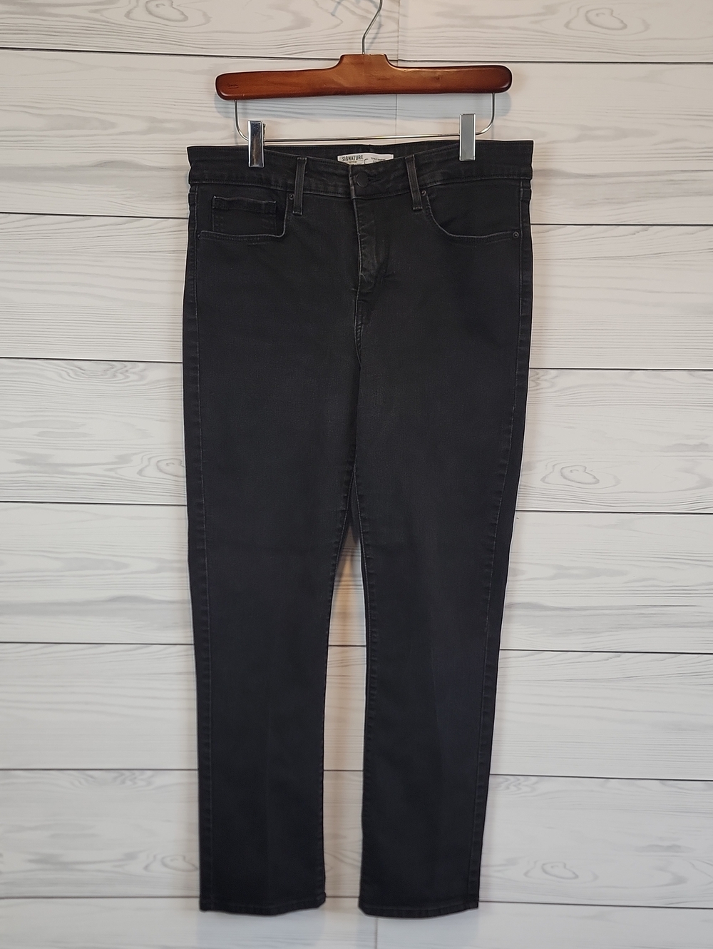 Levi's Signature Black Denim Jeans Straight Leg High-Rise Womens Size Waist 32"